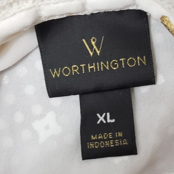 White + Gold Ruffle Collar Front Cutout Blouse - Picture 4 of 4